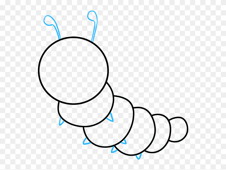 How To Draw Cute Caterpillar - Caterpillar On A Leaf Drawing Clipart