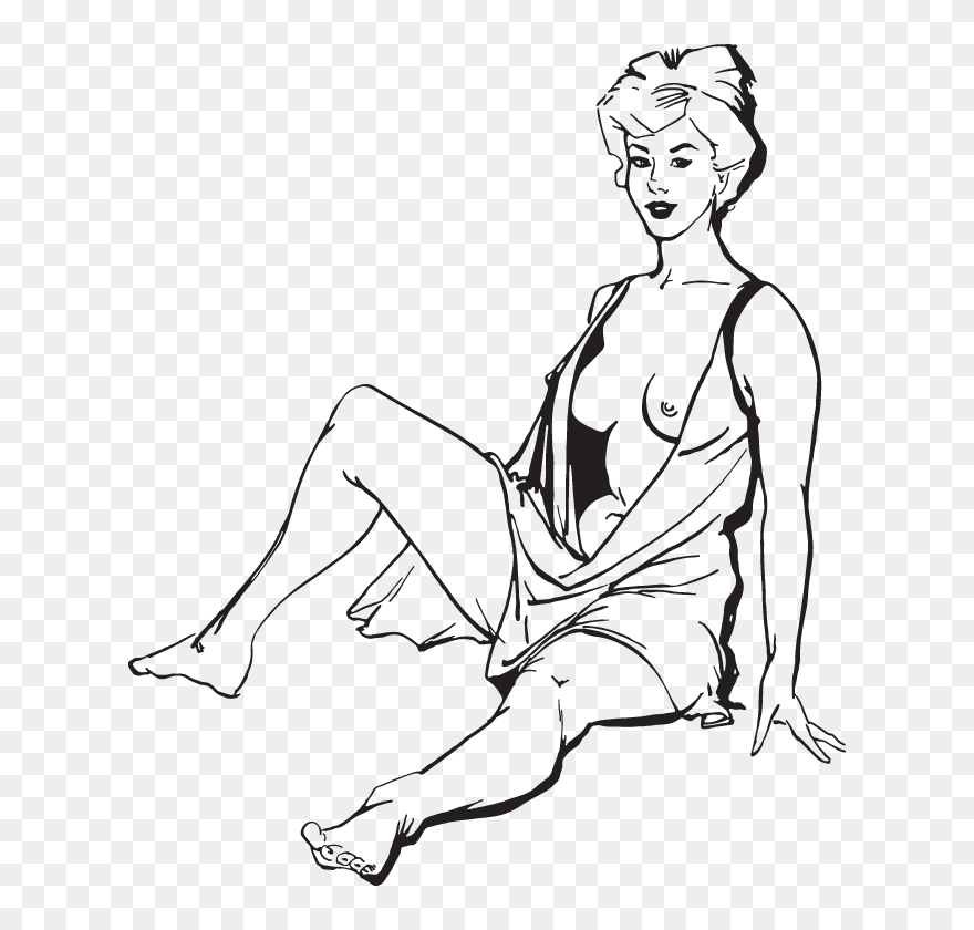 Transparent Nude Clipart - Nude Woman Clipart Black White - Png Download