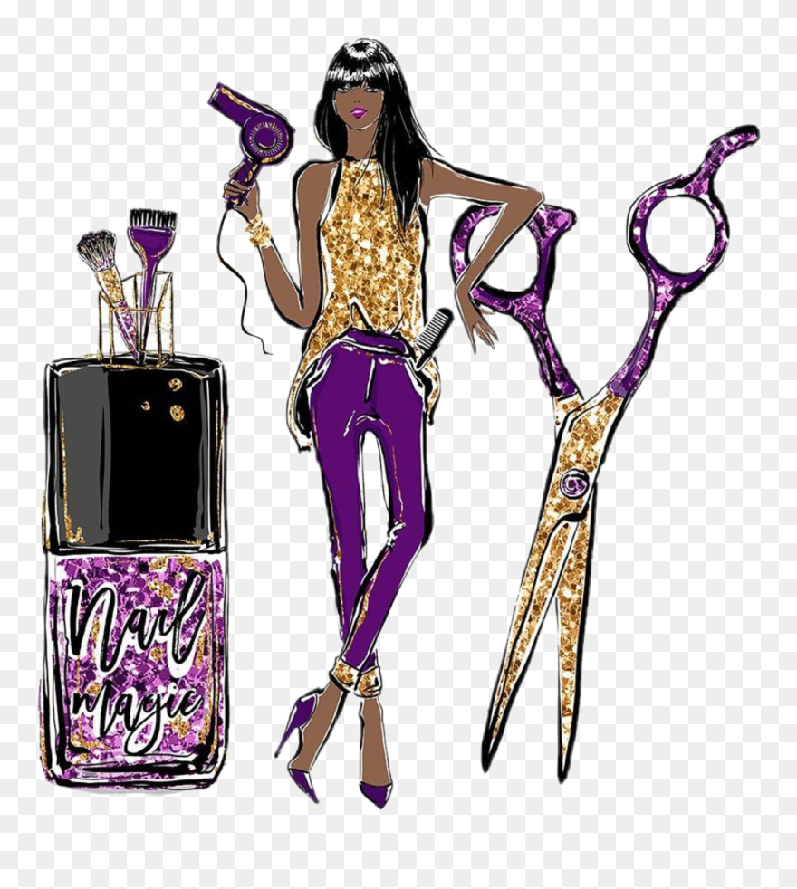 #watercolor #salon #nailartist #beautician #hair #nails - Hairdresser Fashion Illustration Clipart