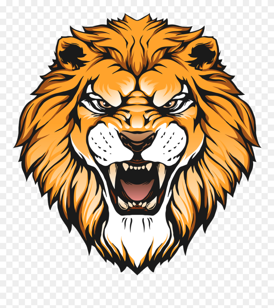 Roaring Cartoon Lion Head Clipart