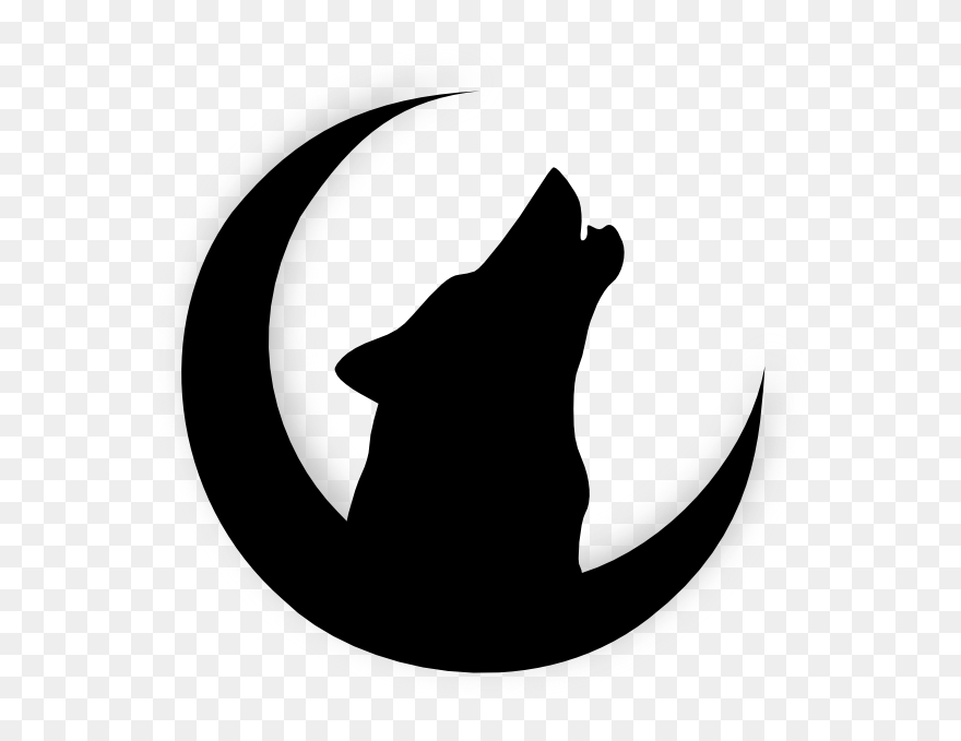 Wolf Head Silhouette Clipart Banner Library Download - Moon Wolf Silhouette - Png Download
