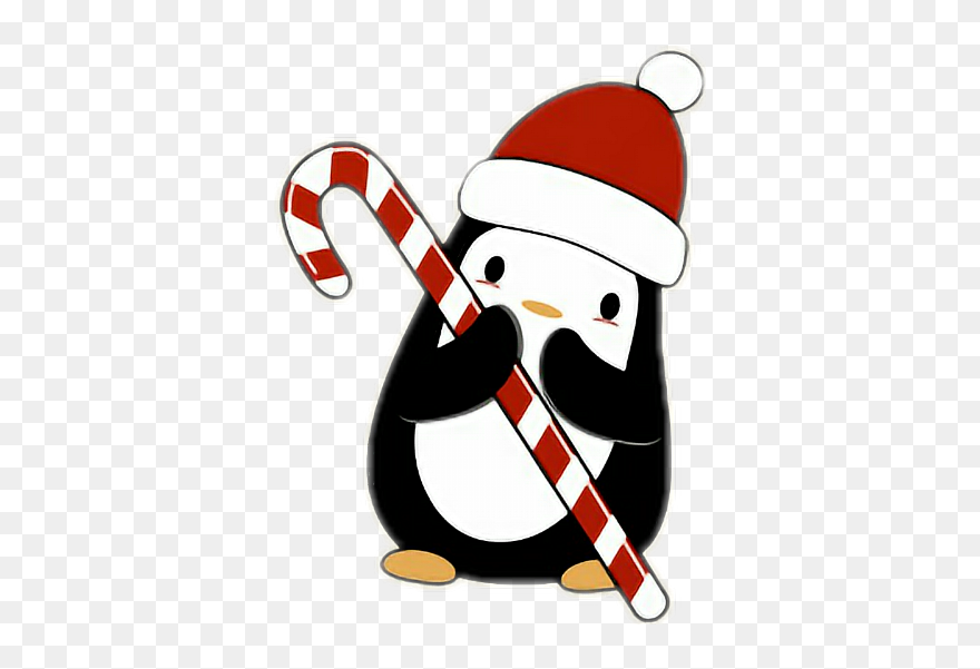 #candycane #pinguino #natale @roxxoblog - Kawaii Penguin Candy Cane Clipart