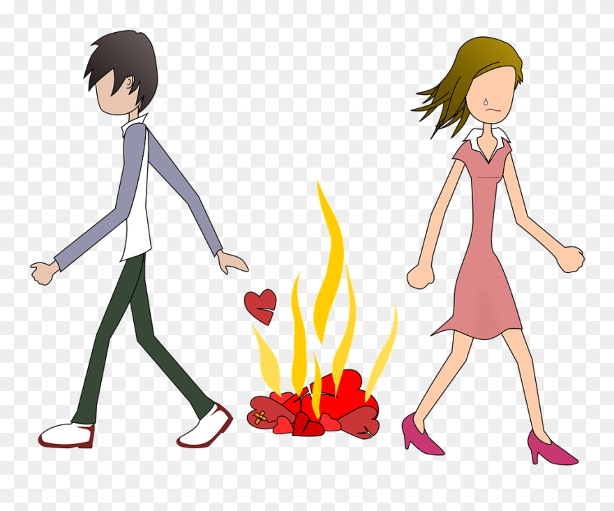 Break Up Couple Cartoon Clipart