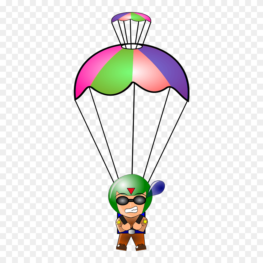 Paratrooper Chibi Clipart - Colorful Parachute Clip Art - Png Download