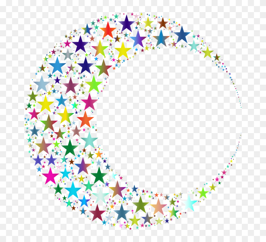 Transparent Crescent Moon And Stars Clipart - Crescent Moon And Stars Clipart - Png Download