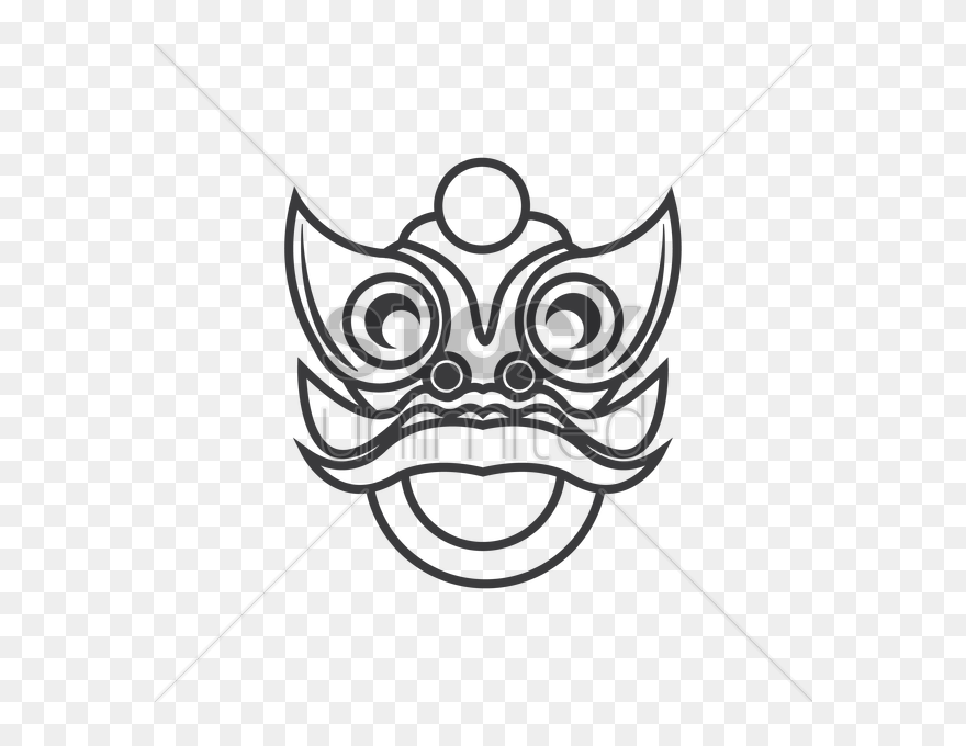 Lion Dance Costume Head Vector Image Clipart