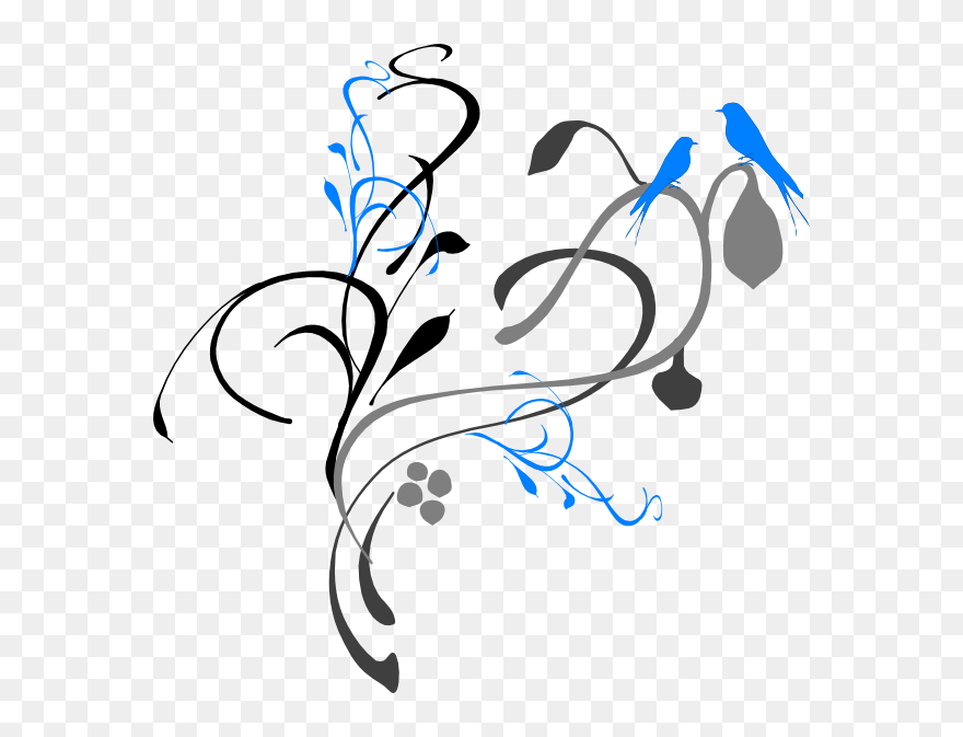 Calligraphy Vector Bird - Vines Clip Art - Png Download
