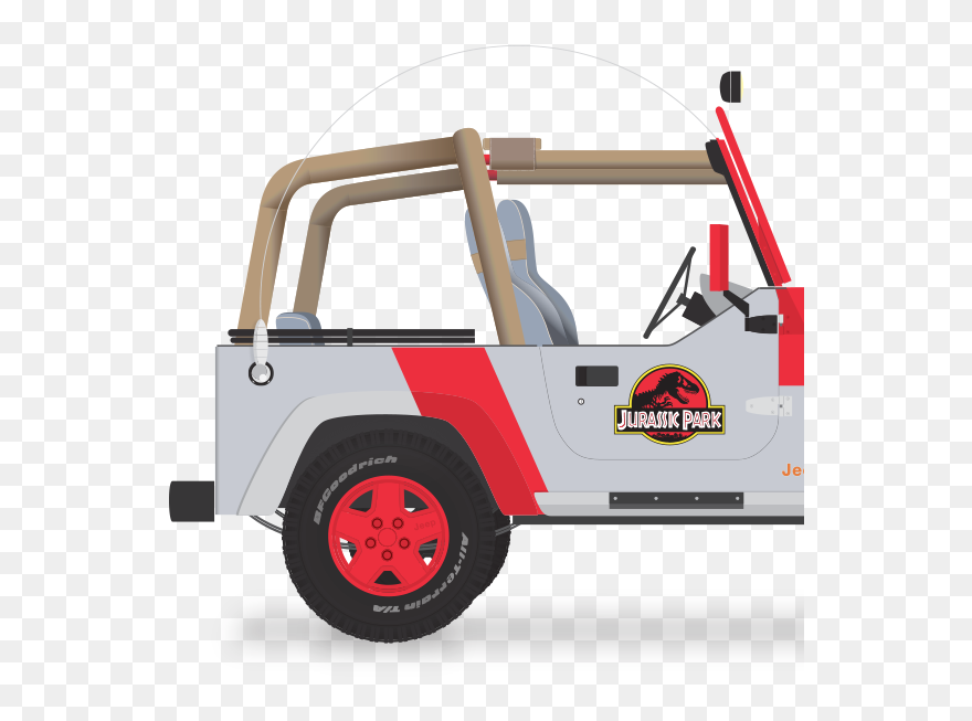 Jurassic Park Jeep Transparent & Png Clipart Free Download - Red Jeep Wheels Jurassic Park
