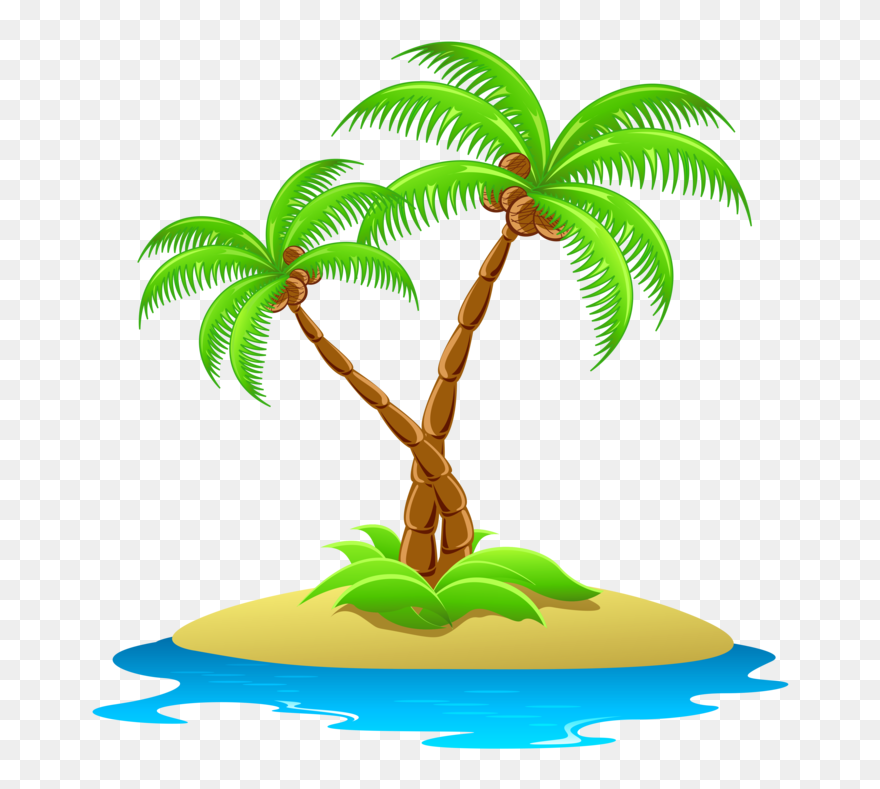 Island Clipart - Palm Tree Island Clip Art - Png Download