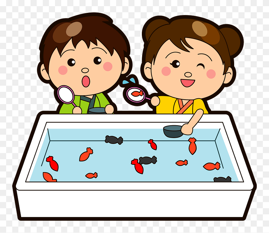 Brother Sister Goldfish Scooping Clipart - Png Download