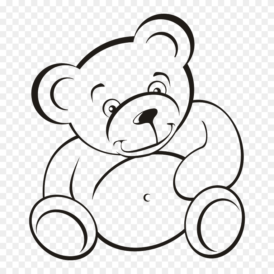 Teddy Bear Clipart - Outline Teddy Bear Clipart Black And White - Png Download