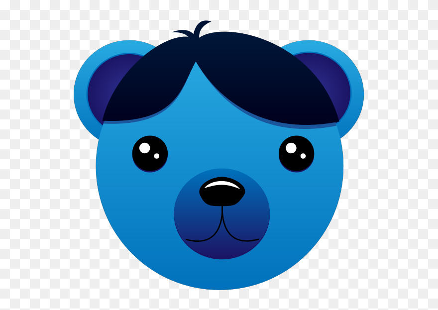 Cartoon Bear With Moist Eyes Vector Illustration - Bear With Blue Hair Clipart