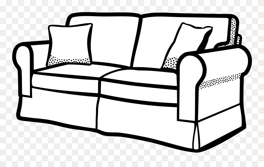 Clipart Sofa Lineart - Sofa Black And White Clipart - Png Download
