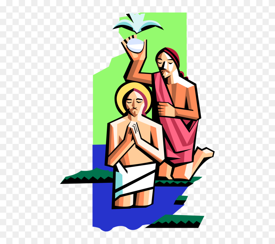 Vector Illustration Of Jesus Christ Is Baptized In - Jesus Baptism Vector Clipart