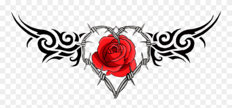 Rose Tattoo Clipart Picsart Png - Rose With Barbed Wire Tattoo Transparent Png