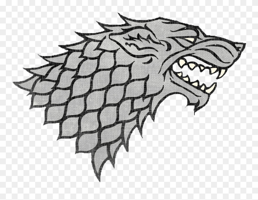 Art Eddard Stark Wolf Dire Monochrome Photography - House Stark Logo Png Clipart