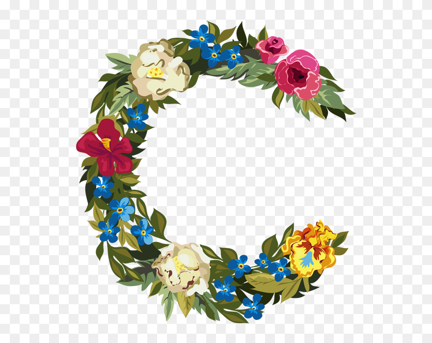 Picture - C Letter Flower Capital Vector Stock Clipart