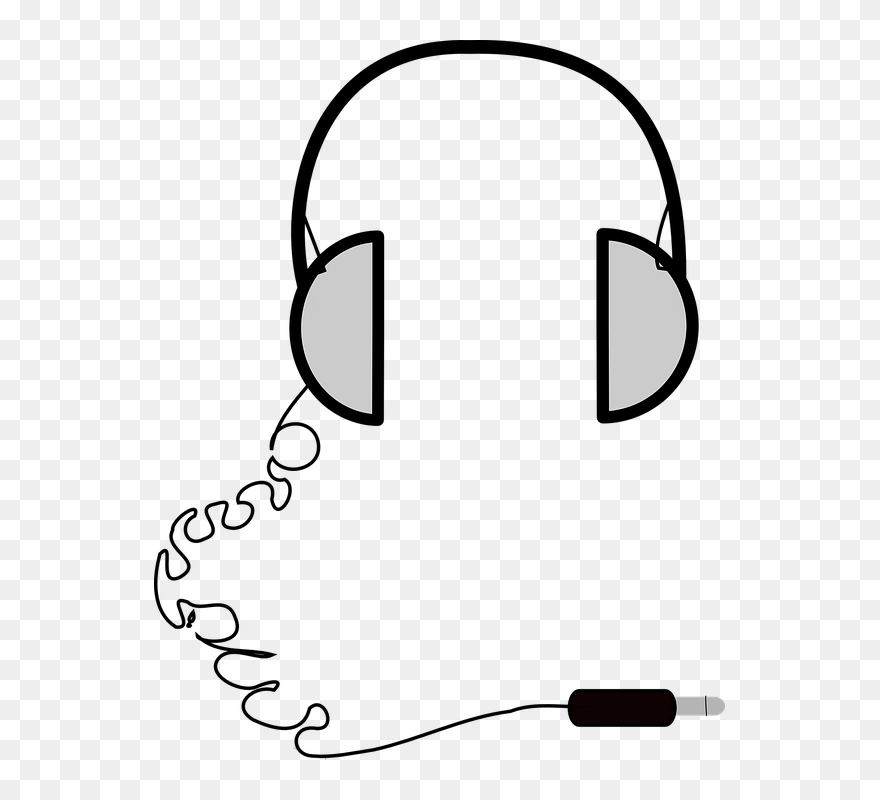 Headphones Listening Jack Stereo - Headphones With Cord Clipart - Png Download