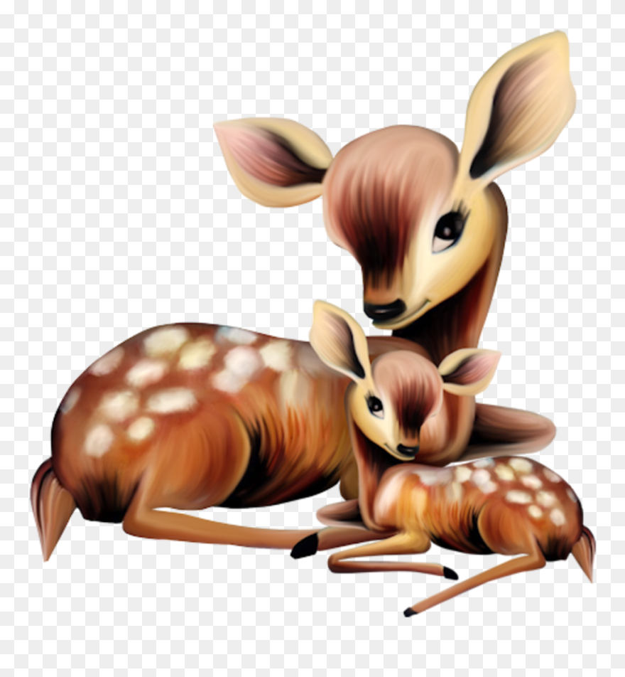 Deer With Baby Deer Clipart - Png Download