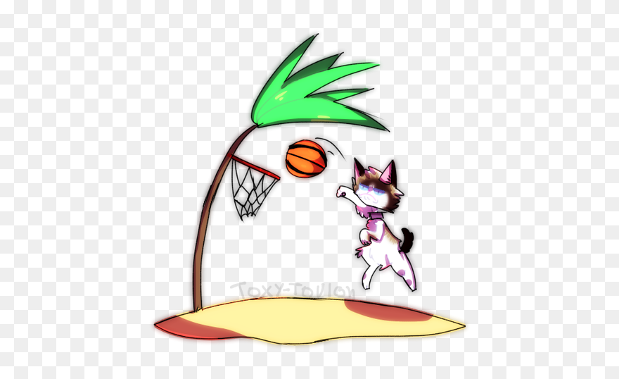 Grumpy Cat In A Desert Island Playing Basketball Clipart