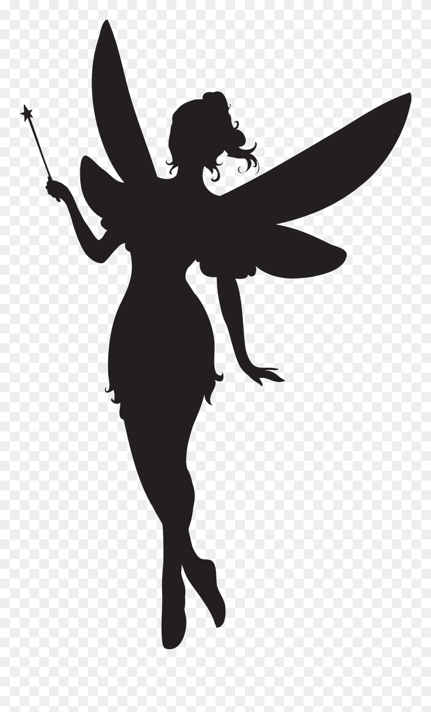 Silhouette Fairy Wand Clip Art - Transparent Background Fairy Silhouette Png