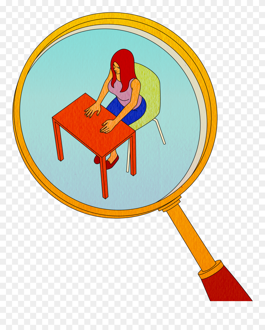 Student In Magnifying Glass Spot Art Clipart