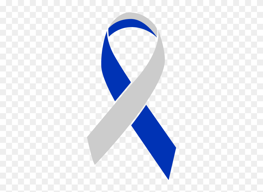 Blue And Silver Colored Living With Cancer Ribbon - Cancer Ribbon Blue Clipart