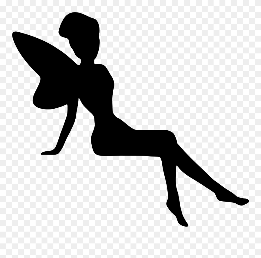 Silhouette Fairy Clip Art - Sitting Fairy Silhouette Png Transparent Png