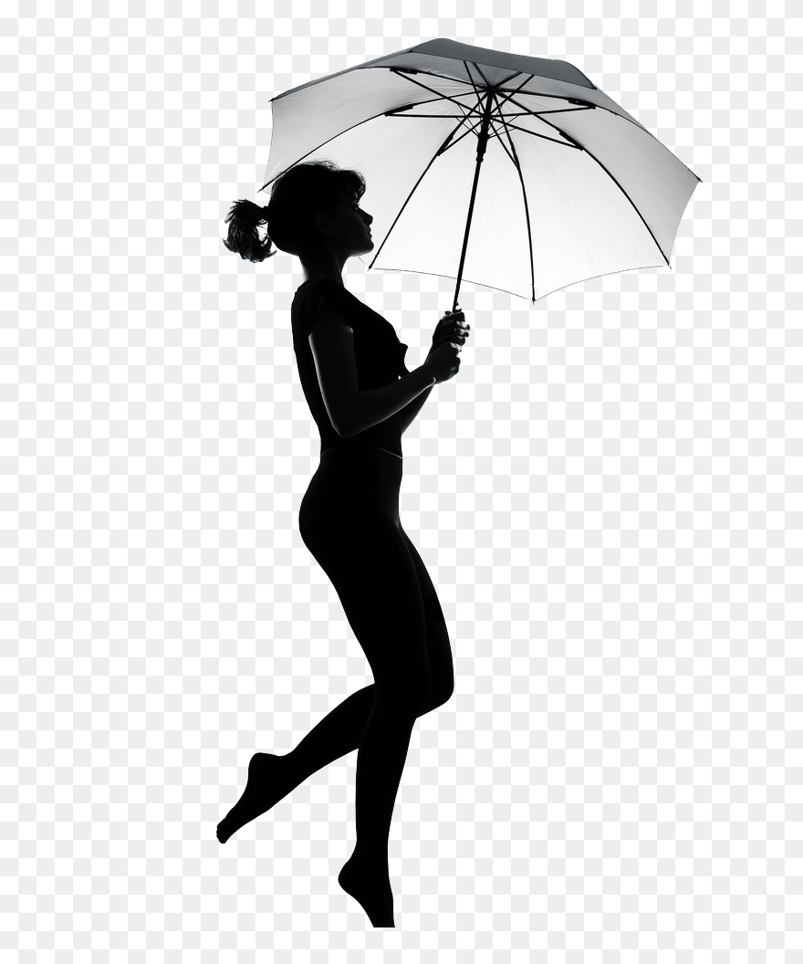 Silhouette Stock Photography Royalty-free Umbrella - Black Girl Silhouette With Umbrella Clipart