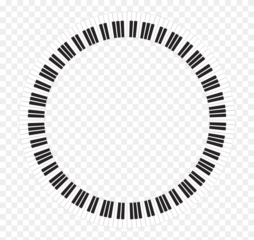 Transparent Piano Keyboard Clipart Black And White - Piano Keys Circle Png