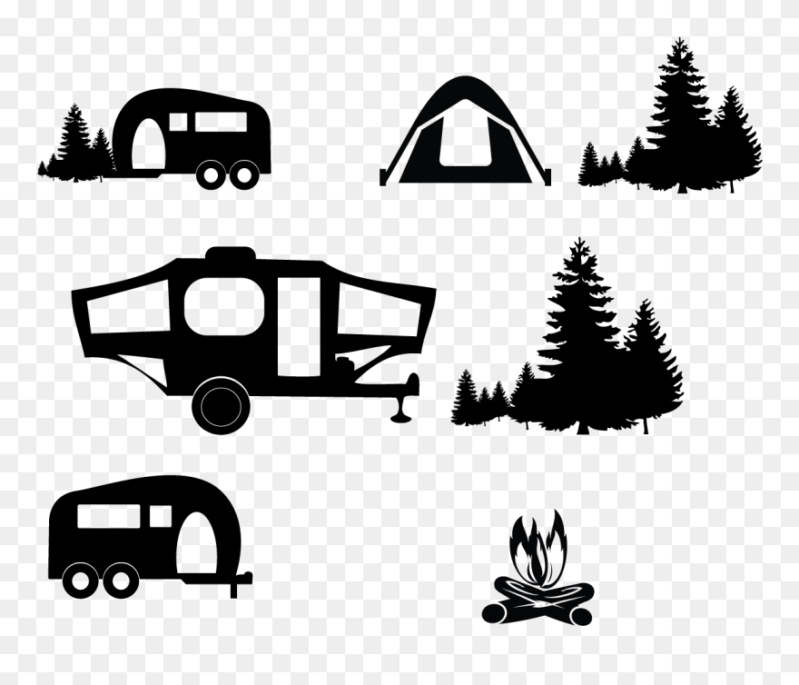 Clip Art Camping Scalable Vector Graphics Portable - Silhouette Camp Clip Art - Png Download