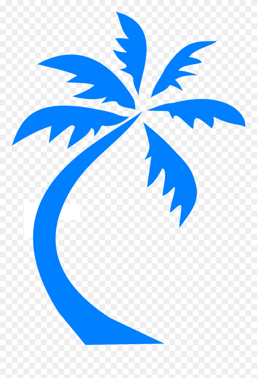 Travel, Palm Tree Palm Blue Silhouette Beach Tropi - Coconut Tree Clip Art Png Transparent Png