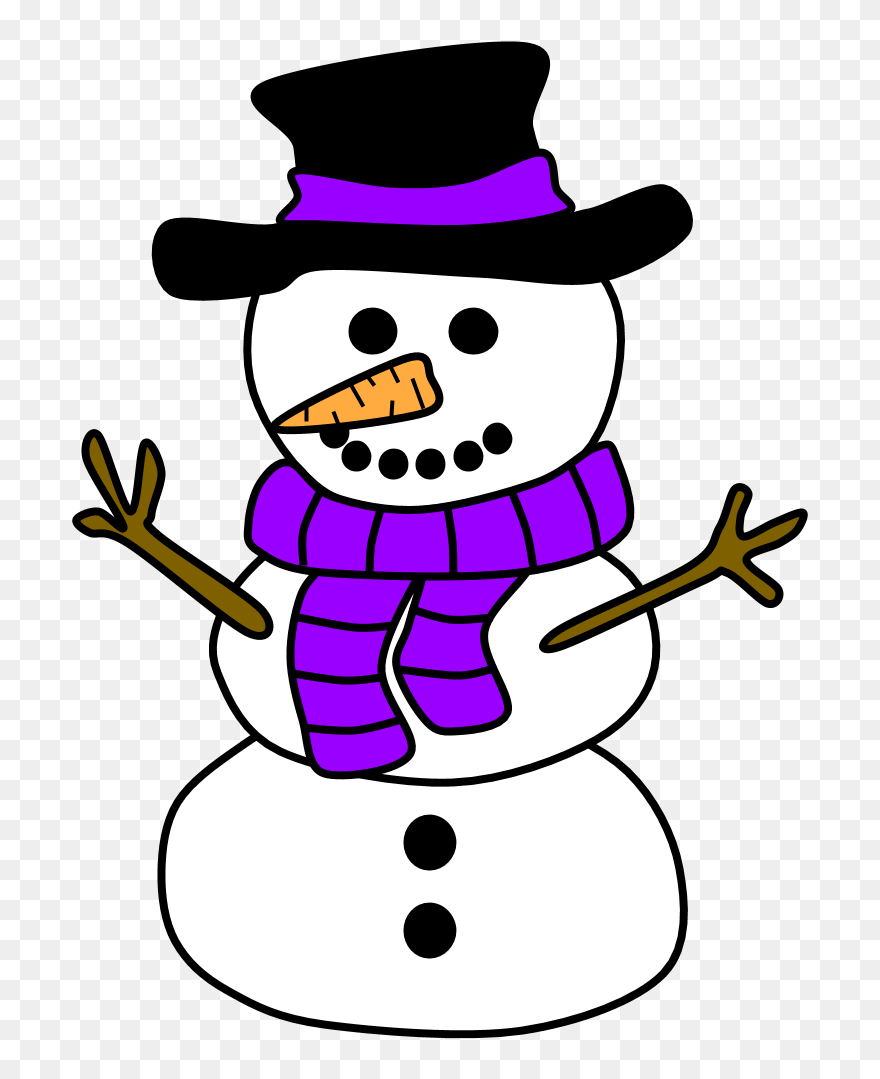 Snowman, Hat, Scarf, Purple - Clipart Snowman Png Transparent Png