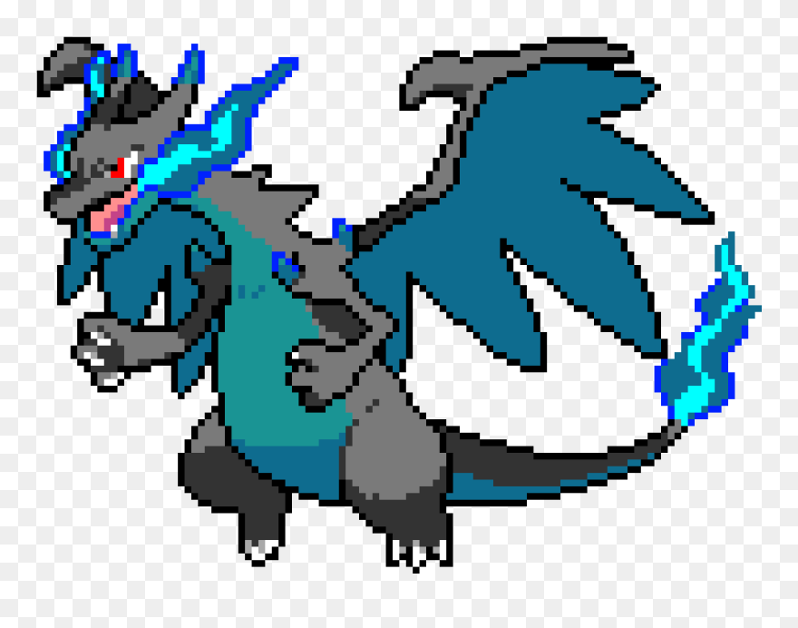 Mega Charizard X Pixel Art Pixel Art Maker - Charizard X Pixel Art Clipart