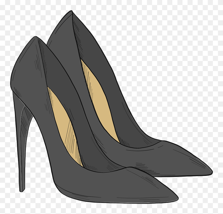 Black High Heels Clipart - Basic Pump - Png Download
