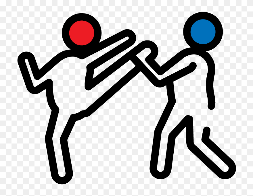 Two Stickman Figures Performing Taekwondo Practice Clipart