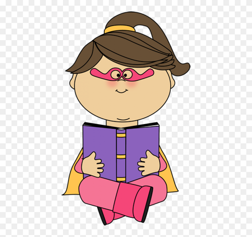 Reading Superhero Clipart Vector Royalty Free Download - Super Hero Girl Reading - Png Download