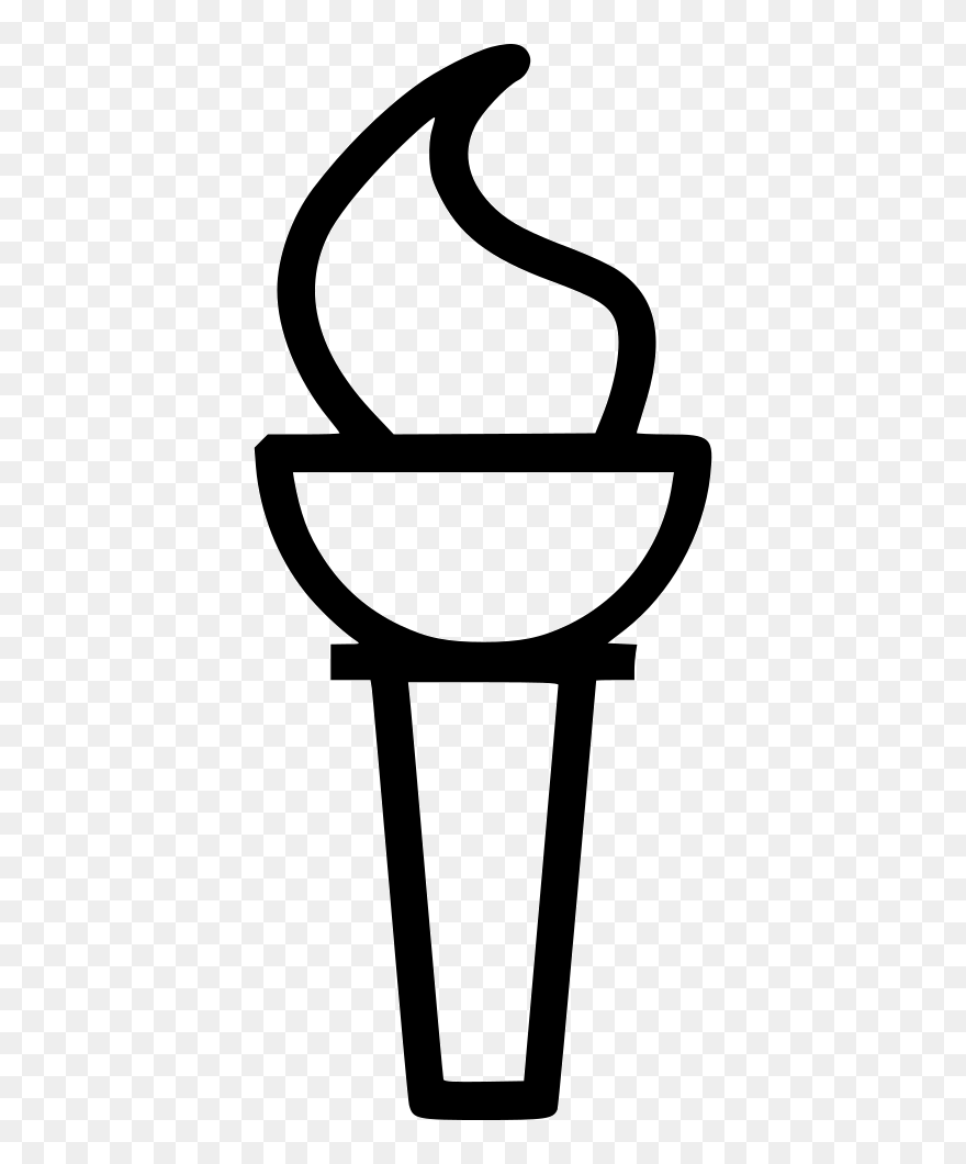Torch Flame Olympics Tradition - Torch Png Black And White Clipart