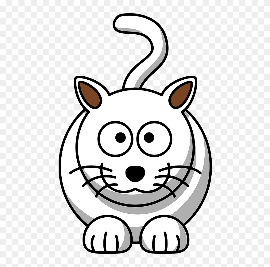 Cartoon White Cat Clipart - Black And White Animals Clipart - Png Download