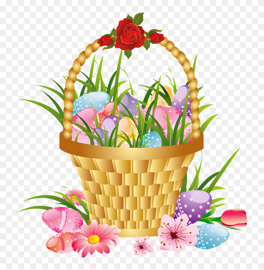 Easter Basket Bunny Png Hd Pn - Clip Art Easter Flowers Transparent Png