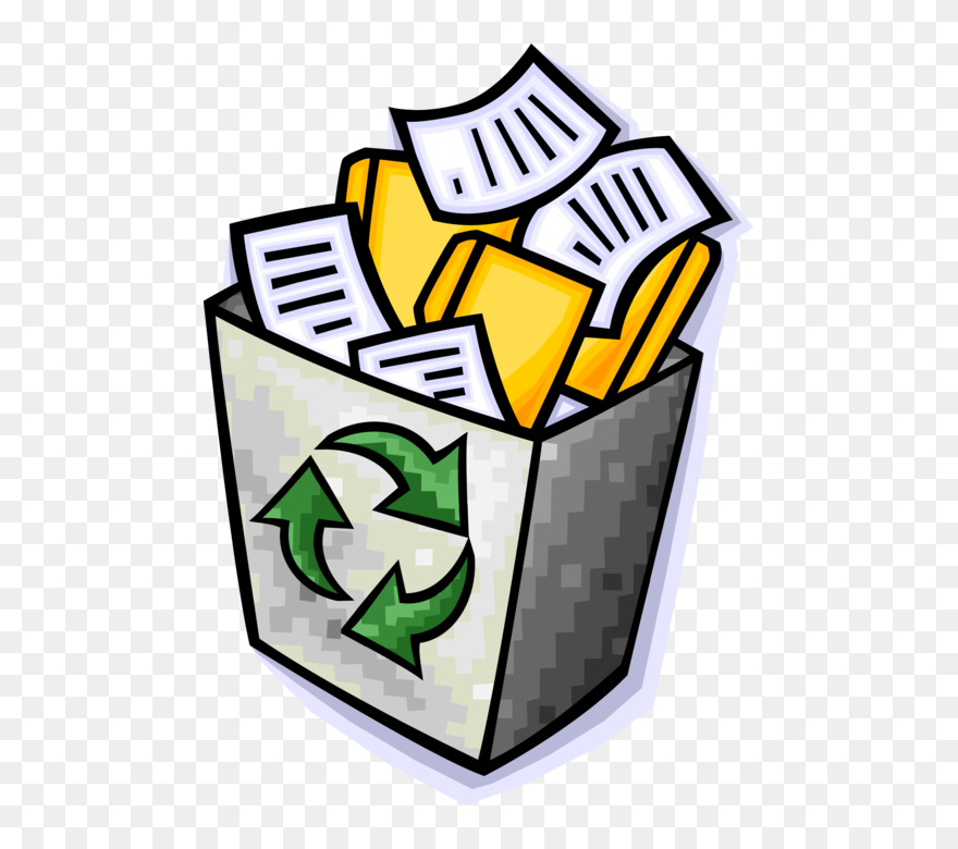 Vector Illustration Of Recycle Bin Container Holds - E Waste Mobiles Computers Clipart