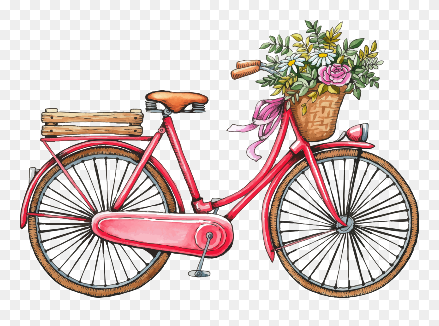 Bicycle Wedding Invitation Save The Date Watercolor - Vintage Bicycle Png Clipart