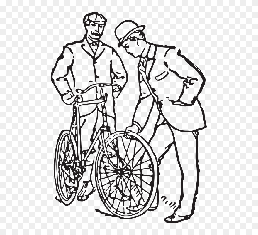 Drawn Bicycle Old Fashioned - Repairing Cycle With Dad Drawing Clipart
