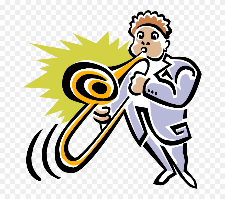 Vector Illustration Of 1950"s Vintage Style Jazz Musician - Trombone Clipart - Png Download