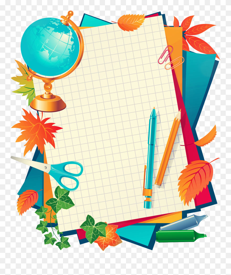 School Clipart Clipart School Material - School Teacher Border Design - Png Download