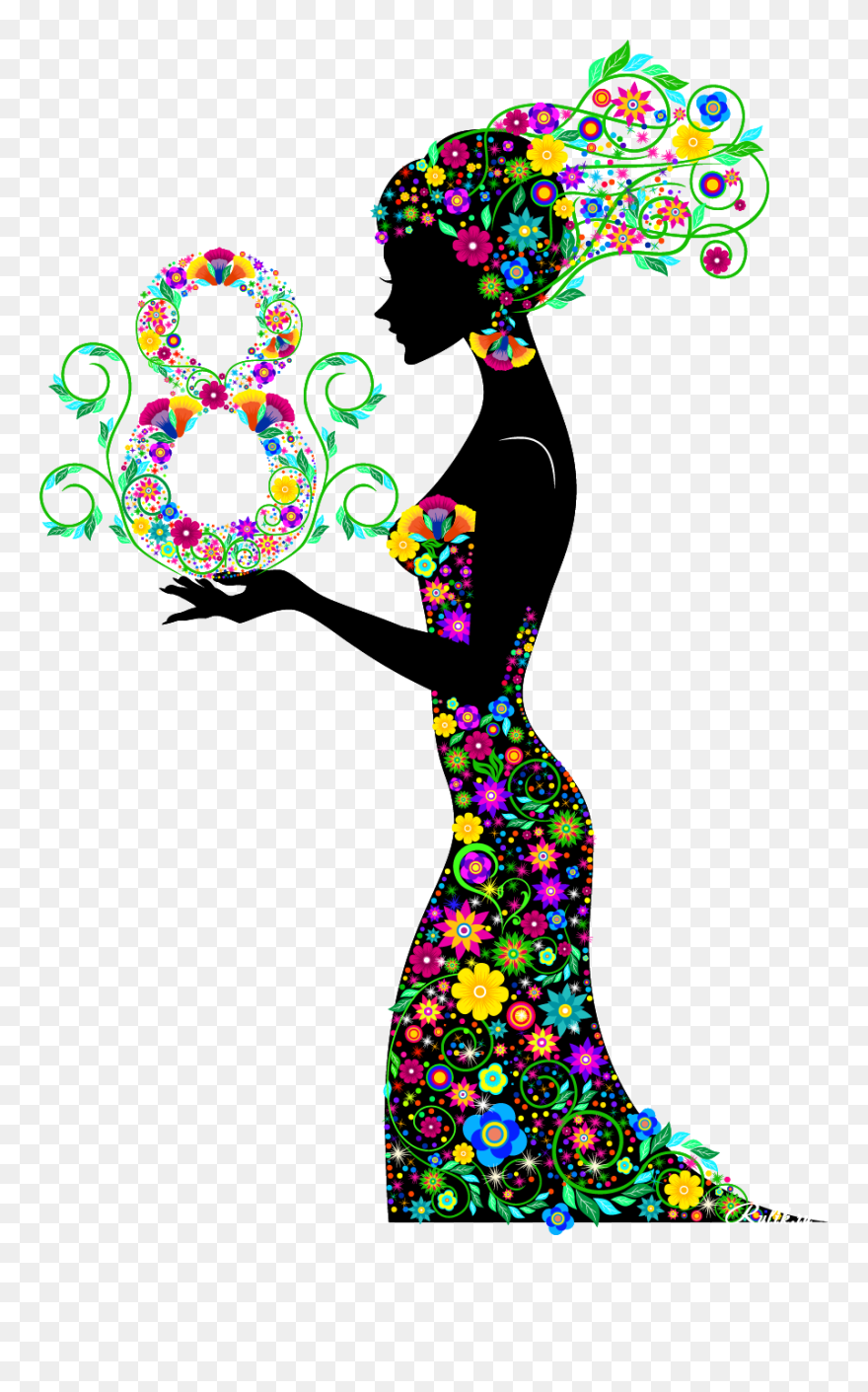 Transparent 8 March Womens Day Background - Happy Womens Day Art Clipart