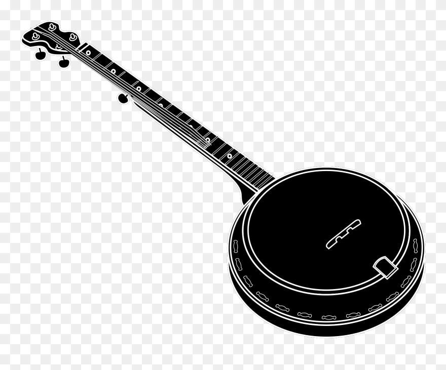 Banjo Black And White Clipart