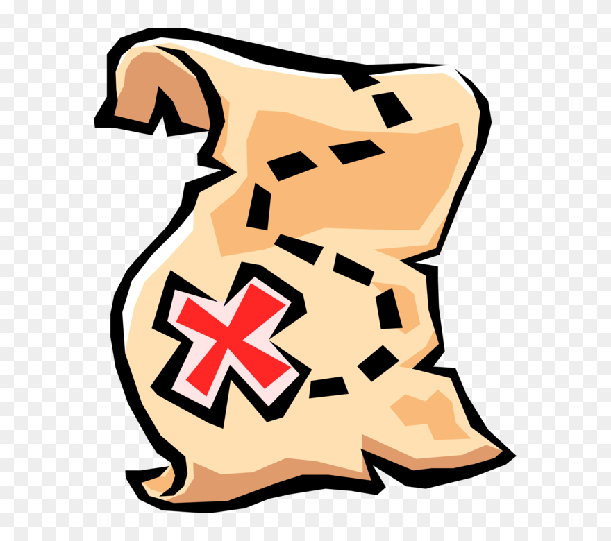 Clipart Map Hidden Treasure - Treasure Map With X - Png Download