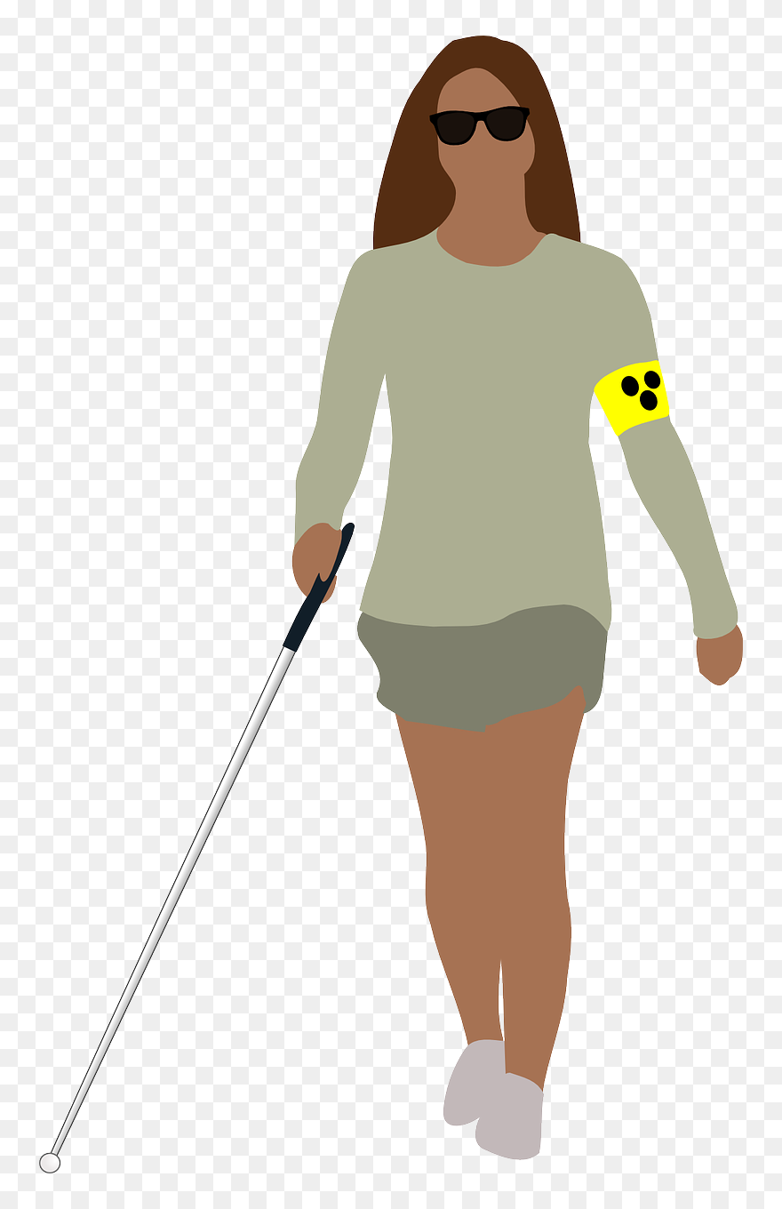 Image Of Person Navigating With White Cane - Blind Person Clipart - Png Download
