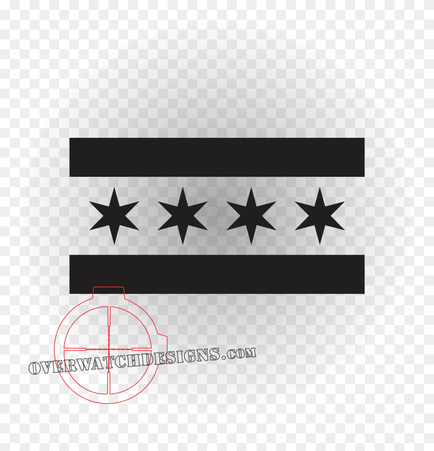 Invasion Star American Flag Cut Out Decal - Chicago Flag Clipart